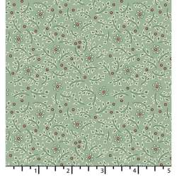 EQP Forward to the Past - Hollyberry – Glacier Blue, tessuto verde menta con piccole fogliage verde menta e rosa EQP Textiles - 
