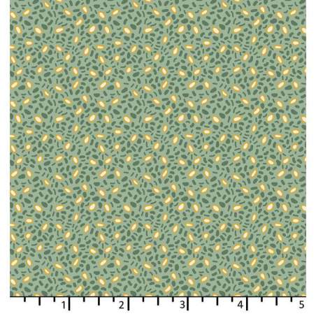 EQP Forward to the Past - Corn & Beans – Glacier Blue, tessuto verde menta con piccoli disegni verde e giallo