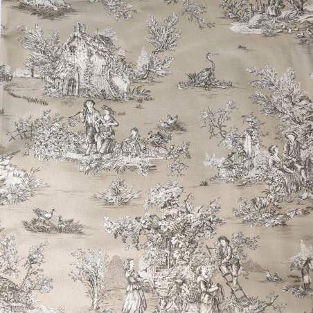 Tessuto Stampato 'Toile de Jouy' Ecru per Arredamento