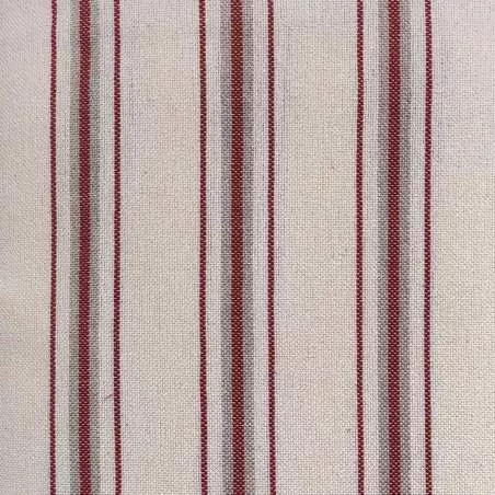 Tessuto Tinto in Filo a Righe Beige Rosse per Arredamento