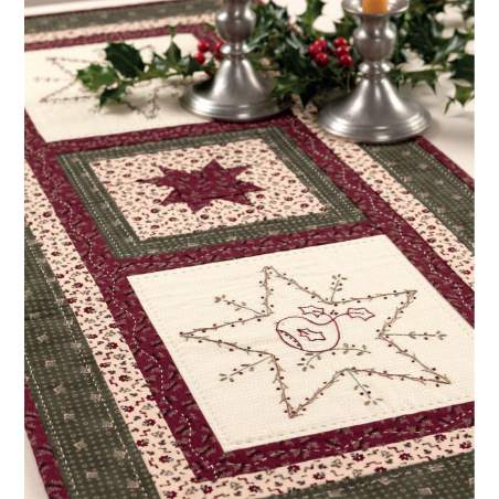 Star Birds Table Runner dal libro Christmas Patchwork loves Embroidery - Kit di Tessuti Roberta De Marchi - 1
