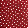 Tessuto 100% Lino, Bordeaux con Pois Bianchi