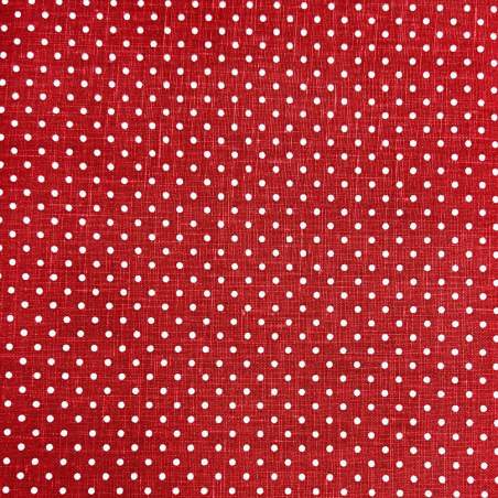 Tessuto 100% Lino, Rosso con Pois Bianchi