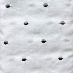 Tessuto 100% Lino, Bianco con Pois Marrone