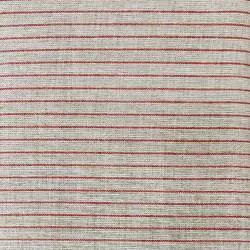 Tessuto 100% Lino, Beige Tinto in Filo con Righe Rosse