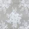 Tessuto 100% Lino, Beige con Bouquet Bianco