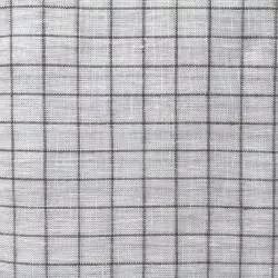 Tessuto 100% Lino, Bianco con Quadretti Ecru