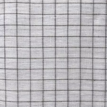 Tessuto 100% Lino, Bianco con Quadretti Ecru