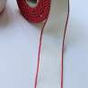 Banda da Ricamo Misto Lino 11 Fili Colore Bianco con Bordo Rosso 10 mm