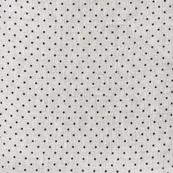 Tessuto 100% Lino, Beige con Pois Neri