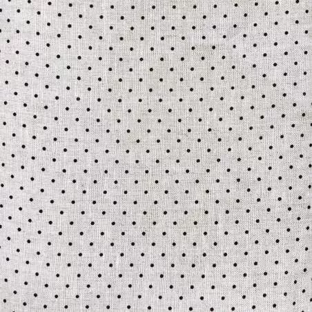 Tessuto 100% Lino, Beige con Pois Neri