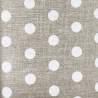 Tessuto 100% Lino, Beige con Pois Bianchi Grandi