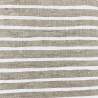 Tessuto 100% Lino, Beige Scuro con Righe Medie Bianche Stampate