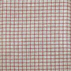 Tessuto 100% Lino, Tinto in Filo Beige e Rosso a Quadri Medi