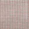 Tessuto 100% Lino, Tinto in Filo Beige e Rosso a Quadri Medi