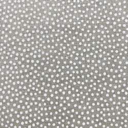Tessuto 100% Lino, Beige con Pois Bianchi Sparsi