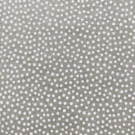 Tessuto 100% Lino, Beige con Pois Bianchi Sparsi