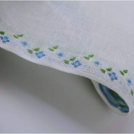 Vaupel Heilenbeck, Banda Bianca con Piccoli Fiori Azzurri Ricamati 2079/175