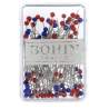 80 Spilli Patchwork Ultra Fini con Testa in Vetro di Murano da 36 x 0,40 mm - Bohin - scatolina