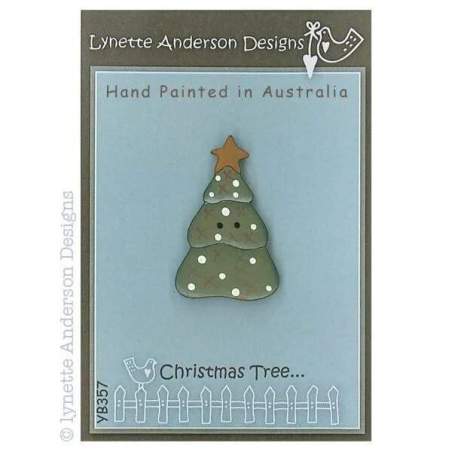 Lynette Anderson Designs, Bottone Legno, 'Christmas Tree Button'