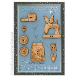 Lynette Anderson Designs, Bottoni Legno- Button Pack ''Love to Sew' Lynette Anderson Designs - 1