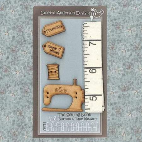Lynette Anderson Designs, Bottone Legno, Buttons & Tape Measure 'The Sewing Book' Lynette Anderson Designs - 1