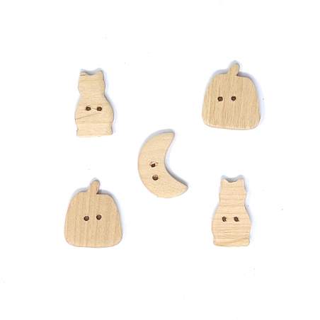Wooden Accents, Bottoni Decorativi in legno - 'Halloween' Accent Design Craft Supplies - 1