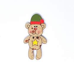 Duna Atelier, Bottoni Decorativi in legno MDF- Orsetto Christmas'