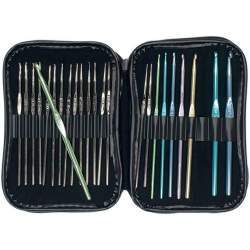 Set di 24 Uncinetti da 0,75 mm a 6,5 mm in custodia fucsia con zip