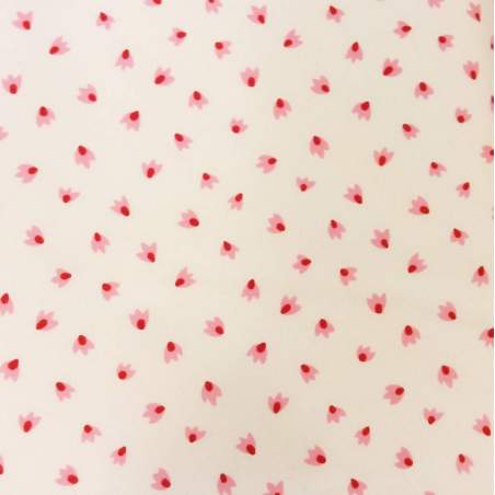 Tessuto Crema con Fiori Rossi e Rosa - Sophie, Moda Fabrics Moda Fabrics - 1