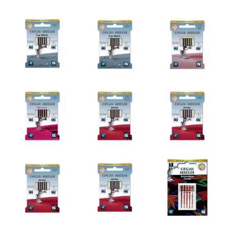 45 Aghi misti per macchina da cucire - Top Stitch, Jersey, Super Stretch, Microtex, Antiglue