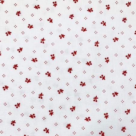 Henry Glass, Collezione A Year of Love by Mary Jane Carey, Tessuto Fondo Panna con Fiori Rossi