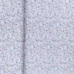 Handworks, Tessuto Azzurro con Rami Verdi e Fiori Bluette