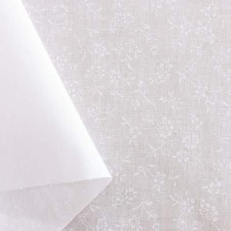 Tessuto giapponese bianco tone on tone con fiorellini - Flower Selection Sojitz Fashion - 1