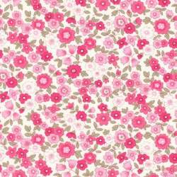 Sevenberry, Tessuto Fondo Bianco con Fiori Fucsia e Rosa Sojitz Fashion - 1