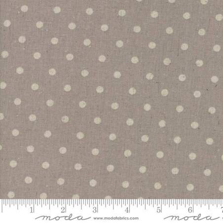 Moda Fabrics Linen Mochi Dot Putty, Tessuto Tortora Misto Lino con Pois Beige