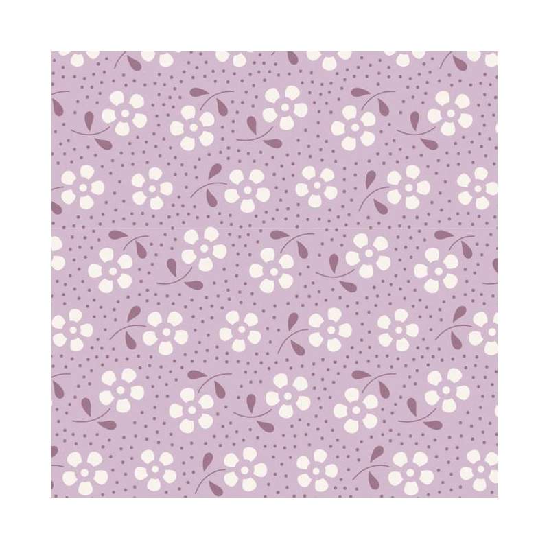 Tilda 110 Meadow Basics Lilac, Tessuto con Fiori su fondo Lilla Tilda Fabrics - 1