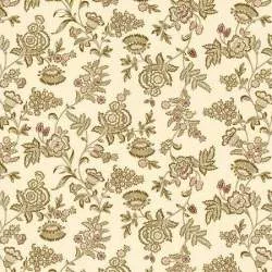 Cottage Linen 108 Ivory Vintage Floral, Tessuto Avorio con disegni floreali stile vintage