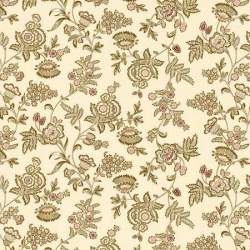 Henry Glass, Ivory Vintage Floral 108 Beige di Kim Diehl, Tessuto per Retro Quilt Beige con disegni floreali Henry Glass - 1