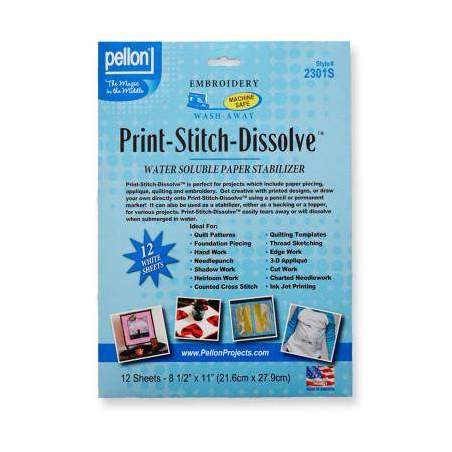 Pellon Print-Stitch-Dissolve, Stabilizzatore Idrosolubile per Ricamo e Applique, 12 fogli A4 Pellon - 1