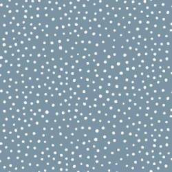 Slate Blue Happiest Dots, Happiest Dots by RJR Collection, Tessuto azzurro con pois bianchi  - 1