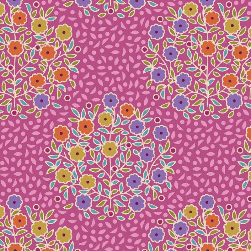 Tilda Pie in the Sky Confetti Cerise- Tessuto Rosa Confetto con motivo Floreale a Bouquet Tilda Fabrics - 1