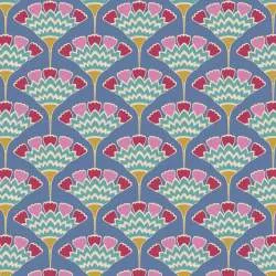 Tilda Pie in the Sky Tasselflower Blue- Tessuto Fondo Blu e Millefiori Verde Acqua Tilda Fabrics - 1