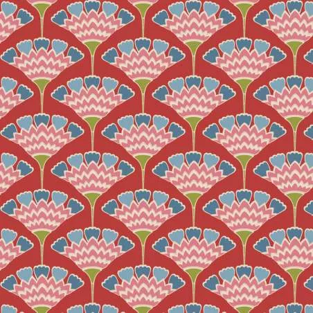 Tilda Pie in the Sky Tasselflower Red- Tessuto Fondo Rosso/ Arancione e Millefiori Rosa tenue Tilda Fabrics - 1