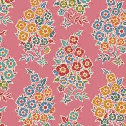 Tilda Pie in the Sky WillyNilly Pink- Tessuto Fondo Rosa Confetto con Disegno Cashmere Floreale