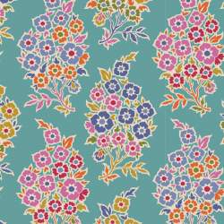 Tilda Pie in the Sky WillyNilly Teal- Tessuto Fondo Verde Acqua con Disegno Cashmere Floreale Tilda Fabrics - 1