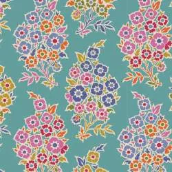 Tilda Pie in the Sky WillyNilly Teal- Tessuto Fondo Verde Acqua con Disegno Cashmere Floreale Tilda Fabrics - 1