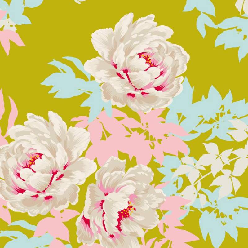 Tilda 110 Sunkiss, Beach Peony Lime - Tessuto a Fiori Verde Tilda Fabrics - 1 Tilda 110 Sunkiss, Beach Peony Lime - Tessuto a Fiori Verde Tilda Fabrics - 1