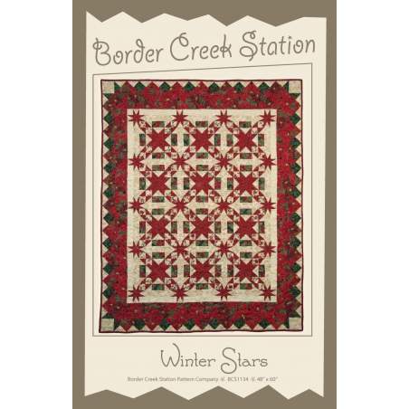 Winter Stars di Border Creek Station - Cartamodello Quilt Patchwork 48 x 60 pollici