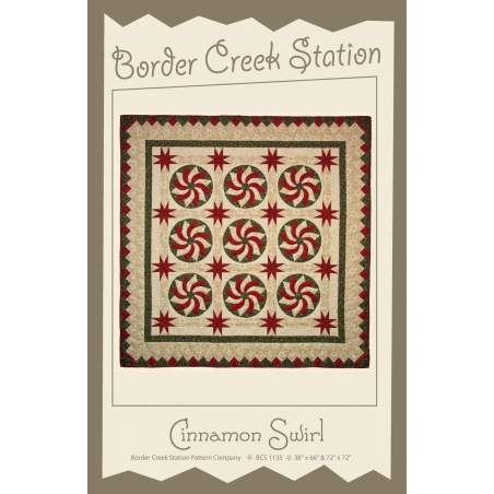 Cinnamon Swirl di Border Creek Station - Cartamodello Quilt o Table Runner Patchwork 36 x 66 e 72 x 72 pollici Border Creek Stat